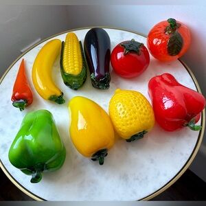 Mid-Century Glass Fruit & Vegetable Decorative Objects Set of 10